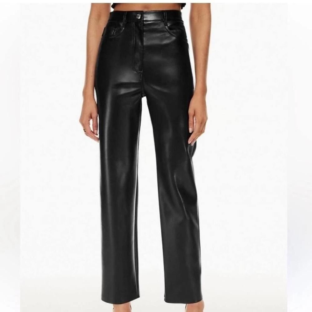 Aritzia Wilfred Melina Vegan Leather Pants 6 black straight leg high rise